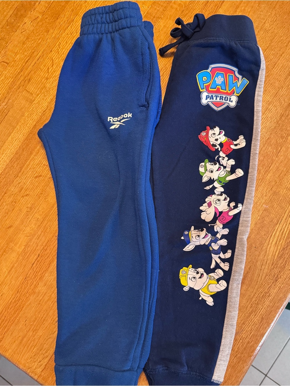 🎱 Pair: Reebok joggers and Paw Patrol joggers